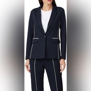 NWT Rag & Bone Sandrine One-Button Blazer With Contrast Piping Size 8 Navy $550